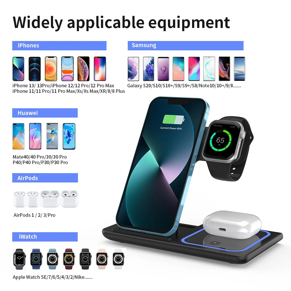 3 in 1 LED Wireless Charger