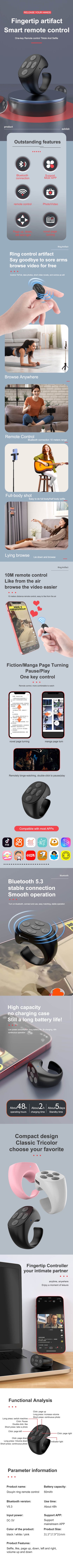Bluetooth Tiktok Remote Control Ring