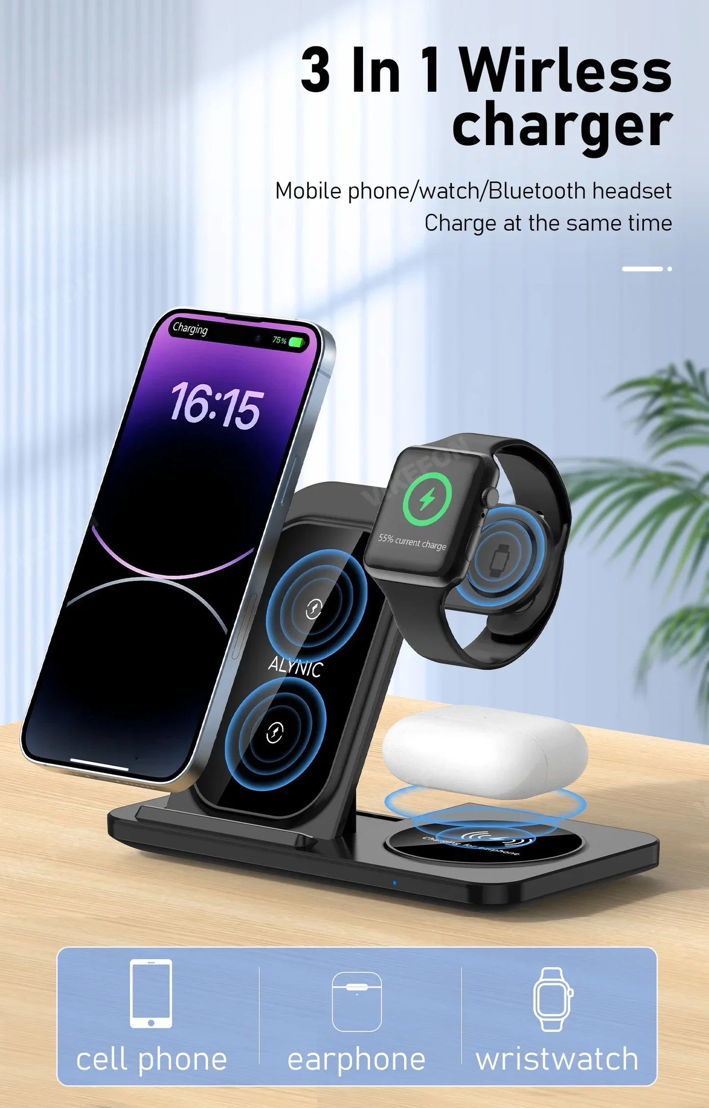 3 in 1 LED Wireless Charger