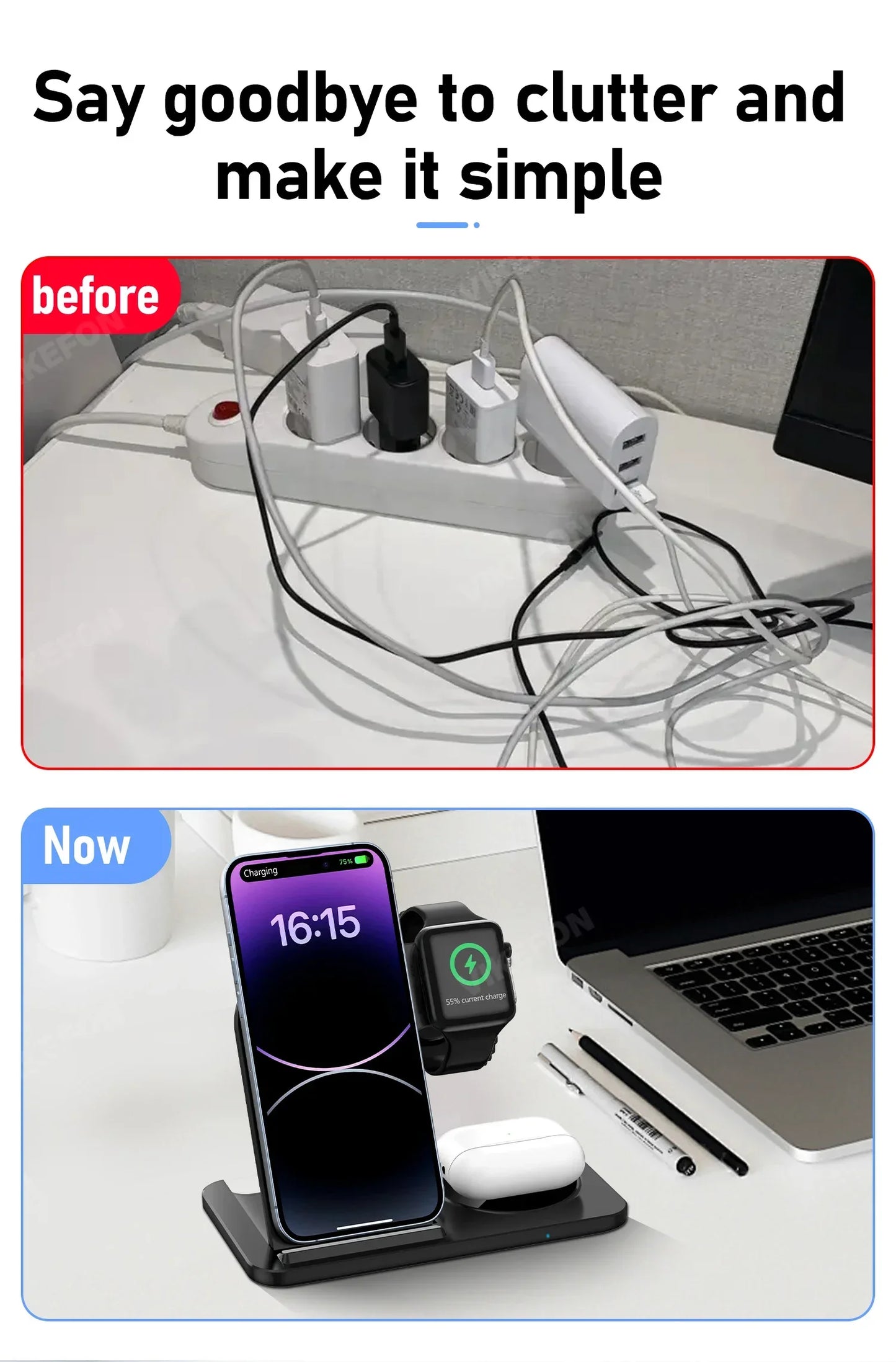 3 in 1 LED Wireless Charger