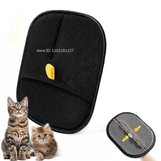 Pet Hair Removal Set Tool Reusable Static Removal Gloves Double-Sided Grooming Gloves Remove Dog Cat Fur Hair for Carpets Sofa